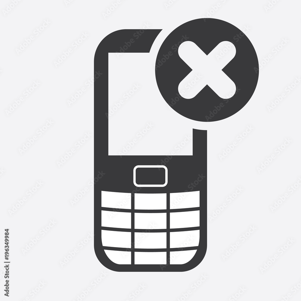 Cell phone icon with cancel sign. Cell phone icon and close, delete, remove symbol Cell phone icon with cancel sign. Cell phone icon and close, delete, remove symbol