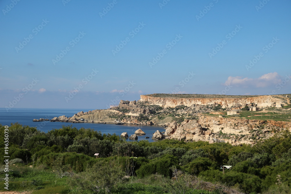 Landscape of Golden Bay in Malta