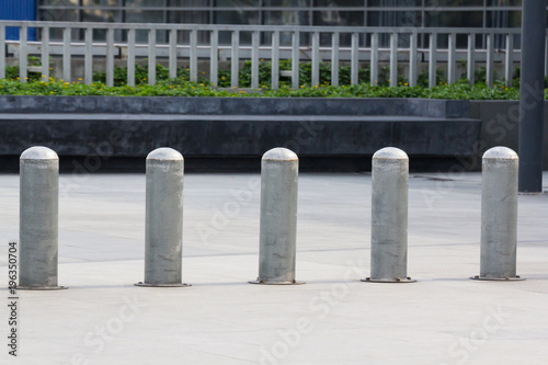 steel bollards on concrete floor