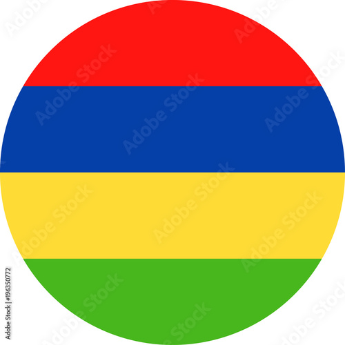 Mauritius Flag Vector Round Flat Icon