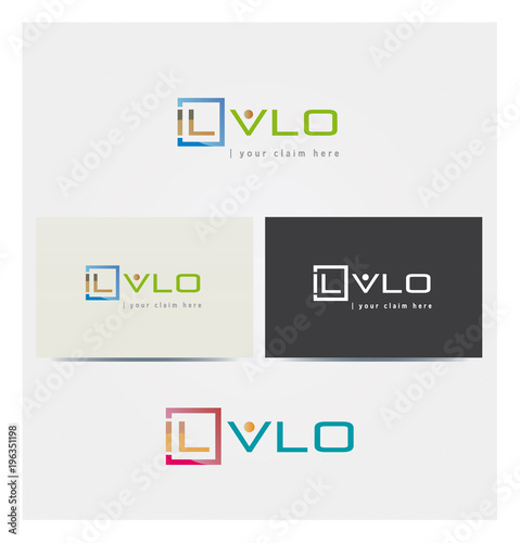 Logo Lettres et Silhouette Personne Forme de V Multicolore Icone Carte de Visite et Charte Graphique Entreprise Plusieurs Couleurs