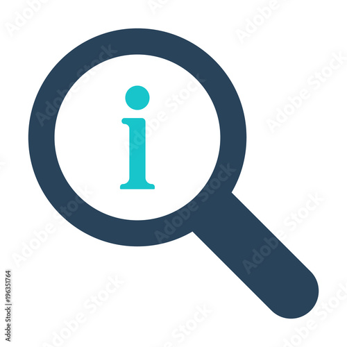 Magnifying glass icon with information sign. Magnifying glass icon and about, faq, help, hint symbol