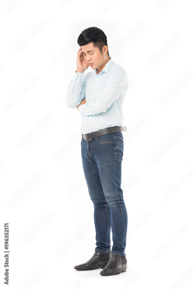 Studio portrait of young Asian man expressing emotions on white background Studio portrait of young Asian man expressing emotions on white background