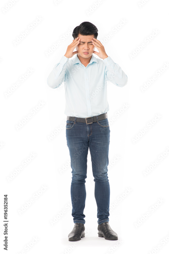 Studio portrait of young Asian man expressing emotions on white background Studio portrait of young Asian man expressing emotions on white background