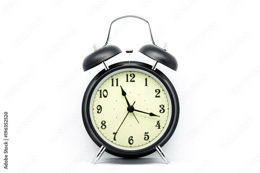 Black Alarm Clock isolated on white background Black Alarm Clock isolated on white background