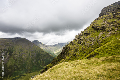 A view of Yewbarrow summit ridge from Dore Head Screes in the English Lake District, Cumbria, England