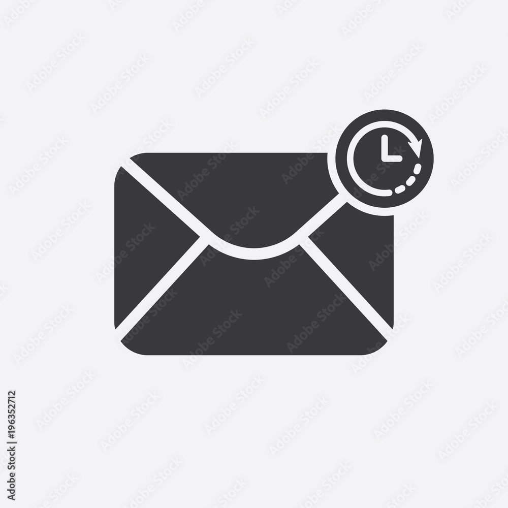 Mail icon with clock sign. Mail icon and countdown, deadline, schedule, planning symbol Mail icon with clock sign. Mail icon and countdown, deadline, schedule, planning symbol