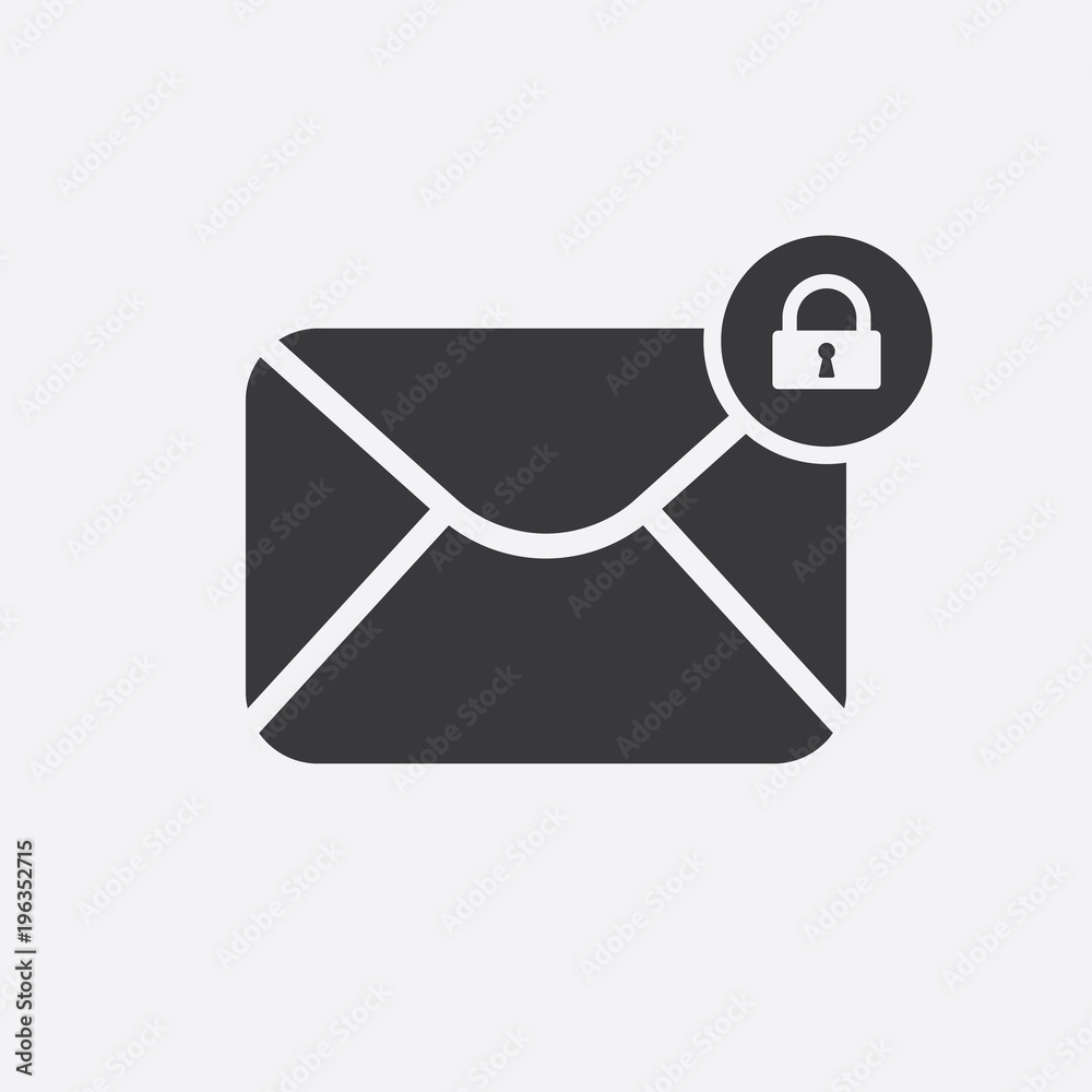 Mail icon with padlock sign. Mail icon and security, protection, privacy symbol Mail icon with padlock sign. Mail icon and security, protection, privacy symbol