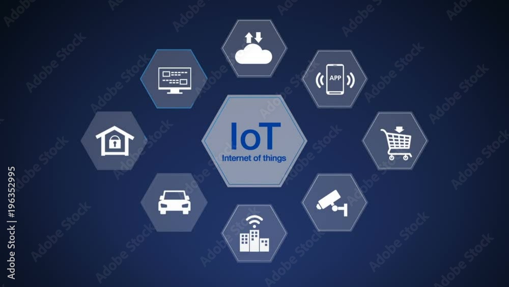 IoT hexagon icon, Home security, cctv, smart city, mobile app, car, internet of thing. IoT hexagon icon, Home security, cctv, smart city, mobile app, car, internet of thing.