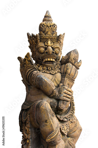 Golden statue of a Hindu God isolated