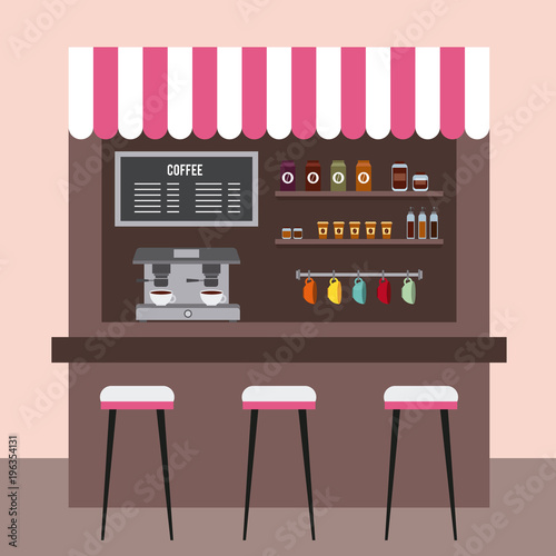 coffee shop interior restaurant room beverage vector illustration