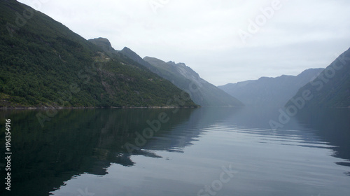 View of the entrance to Geirangerfjord  Hellesylt  More og Romsdal  Norway
