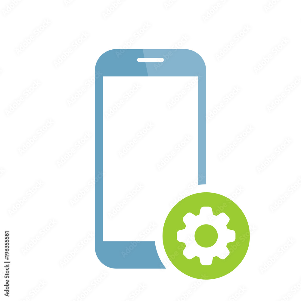 Mobile phone icon with settings sign. Mobile phone icon and customize, setup, manage, process symbol Mobile phone icon with settings sign. Mobile phone icon and customize, setup, manage, process symbol