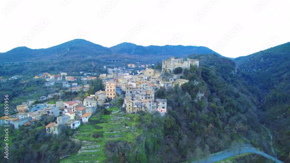 Aerial view of amazing Italian village Arsoli, Lazio.,,, Aerial view of amazing Italian village Arsoli, Lazio.,,,