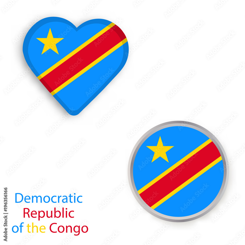 Heart and circle symbols with flag of the Democratic Republic of the Congo.