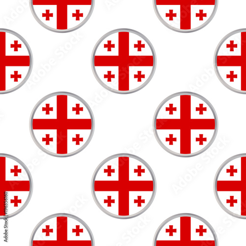 Seamless pattern from the circles with flag of Georgia.