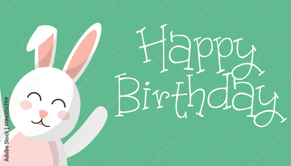 happy birthday invitation card cute rabbit vector illustration happy birthday invitation card cute rabbit vector illustration