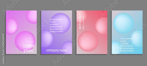 Minimal soft sphere shapes covers set with modern gradient background colors. Vector templates for placards, banners, flyers, labels and reports. © _veiksme_