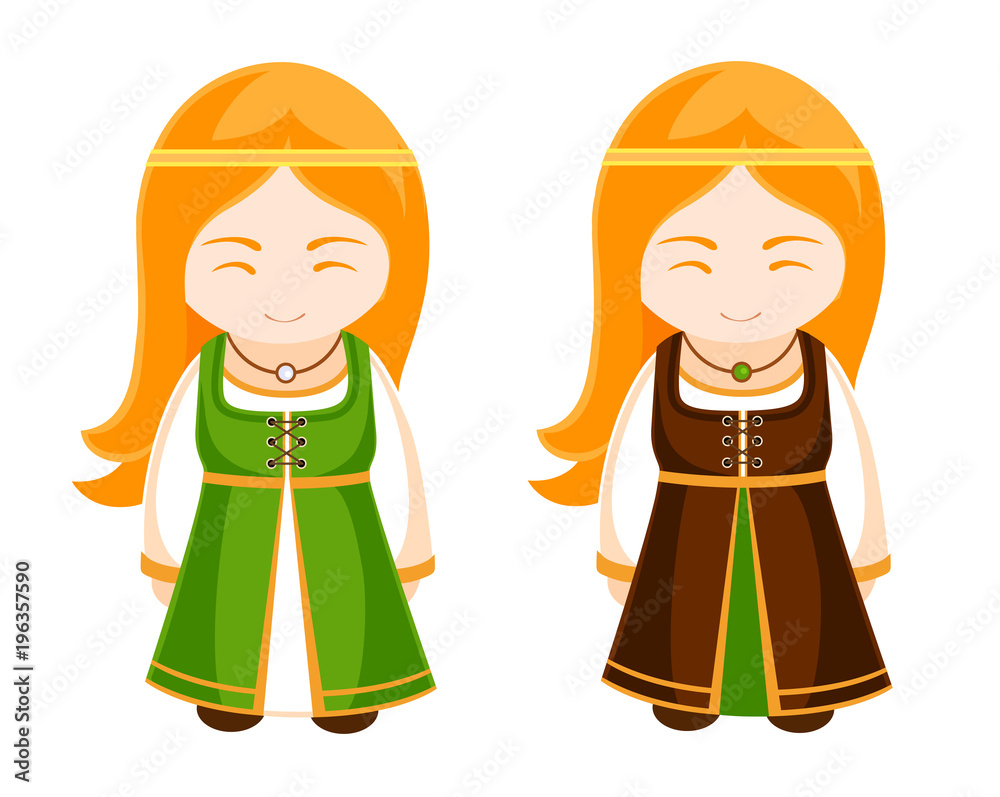 Premium Vector  Woman in irish folk costume culture and