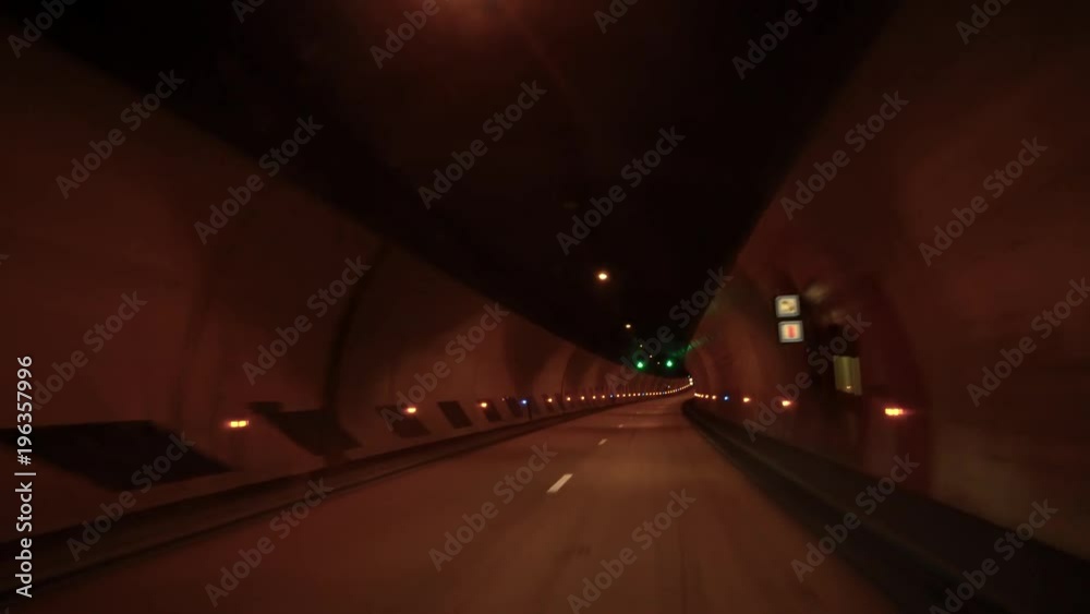 Drive in dark tunnel Drive in dark tunnel