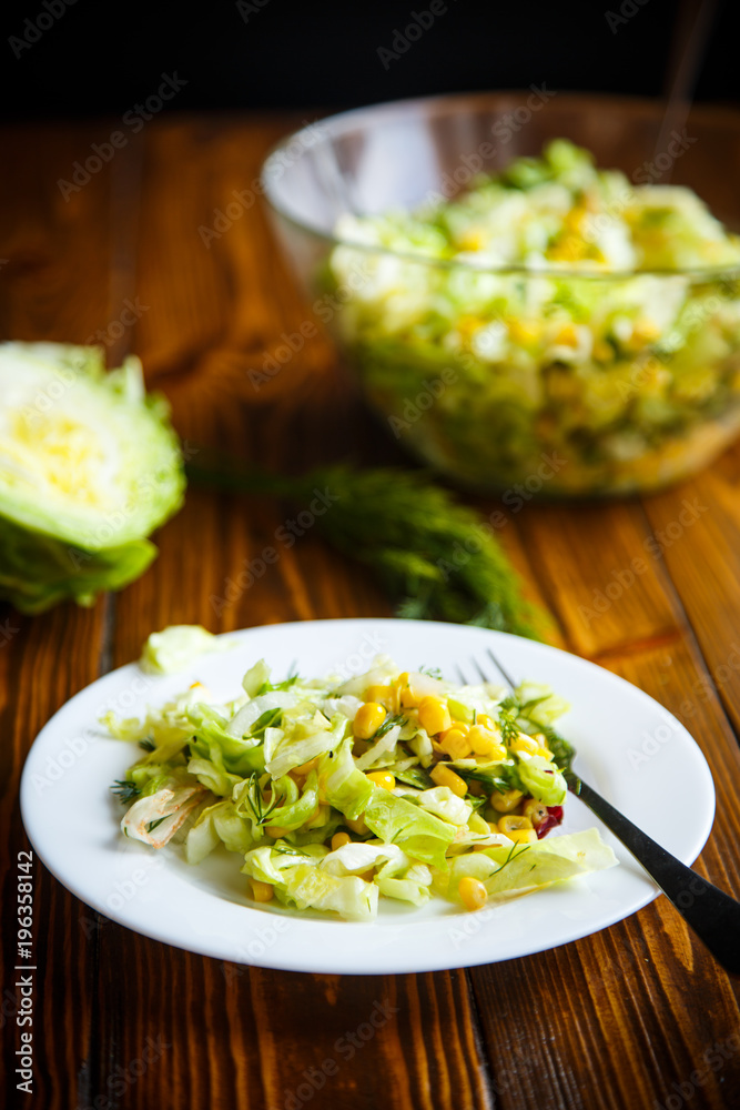 fresh salad of young cabbage with sweet corn fresh salad of young cabbage with sweet corn