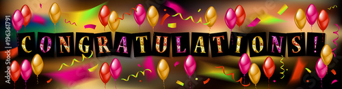 Photos Balloons with confetti and text Congrats.