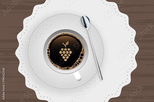Kaffeetasse mit Untertasse - Trauben