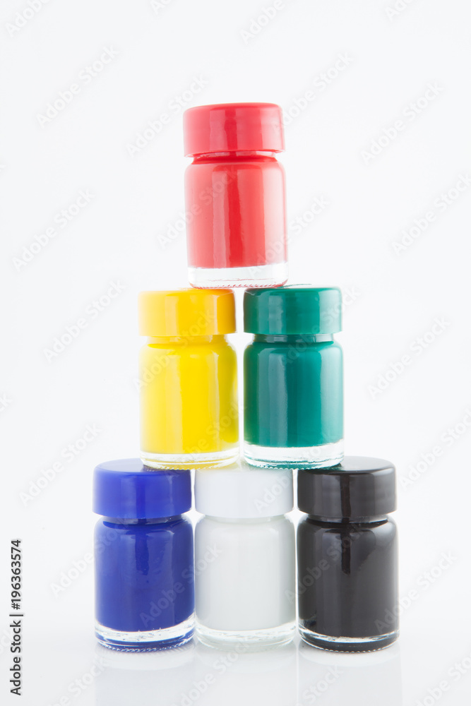 Bottles poster color isolated on white background Bottles poster color isolated on white background