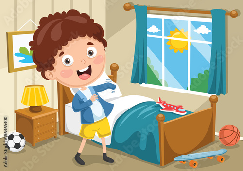 Vector Illustration Of Kid Wearing Clothes