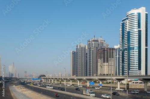 Dubai business district and highway