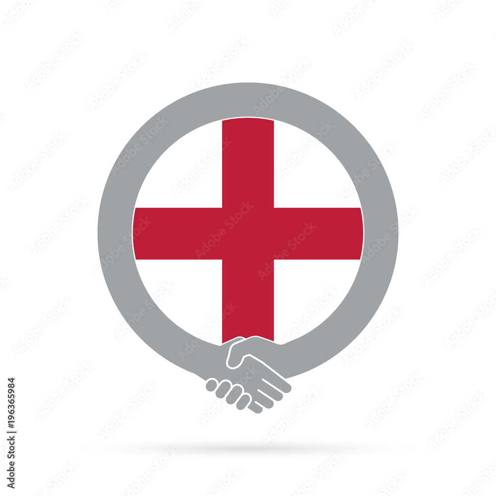 England flag handshake icon. agreement, welcome, cooperation concept England flag handshake icon. agreement, welcome, cooperation concept