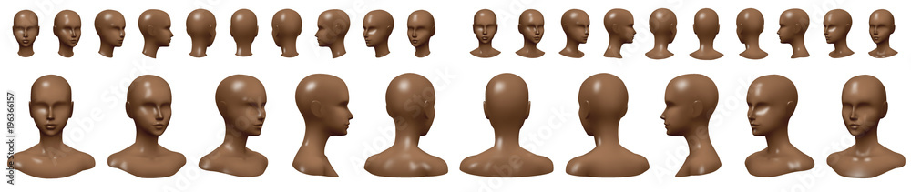 Isolated vector set of faceless mannequin busts and heads. Stock Vector