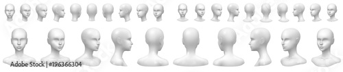 Isolated vector set of faceless mannequin busts and heads. photo
