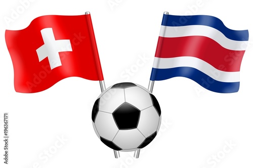 Flags. Football. Group E. Switzerland - Costa Rica photo