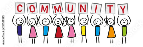 Menschen mit Schildern - Community