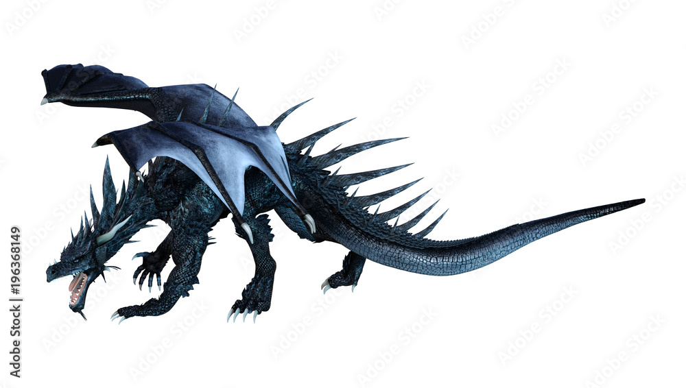 3D Rendering Fantasy Black Dragon on White 3D Rendering Fantasy Black Dragon on White