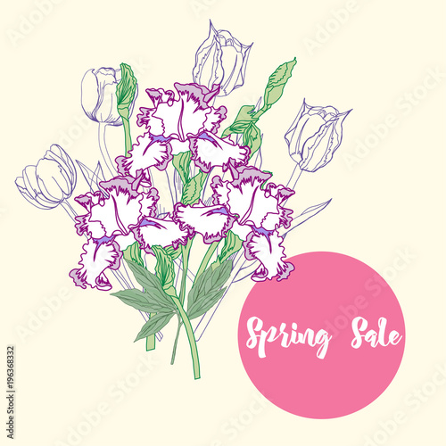 Fototapeta Naklejka Na Ścianę i Meble -  Spring sale background with flowers
