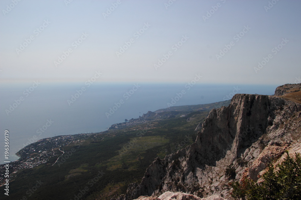 Stunning view from the height of the Ai-Petri mountain in Crimea, Russia.