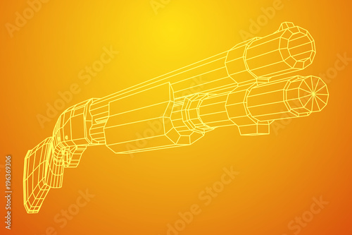 Shotgun rifle hunting carbine wireframe low poly mesh vector illustration