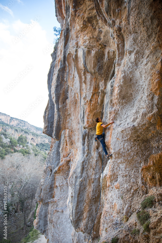  rock-climber climbs route with lower insurance
