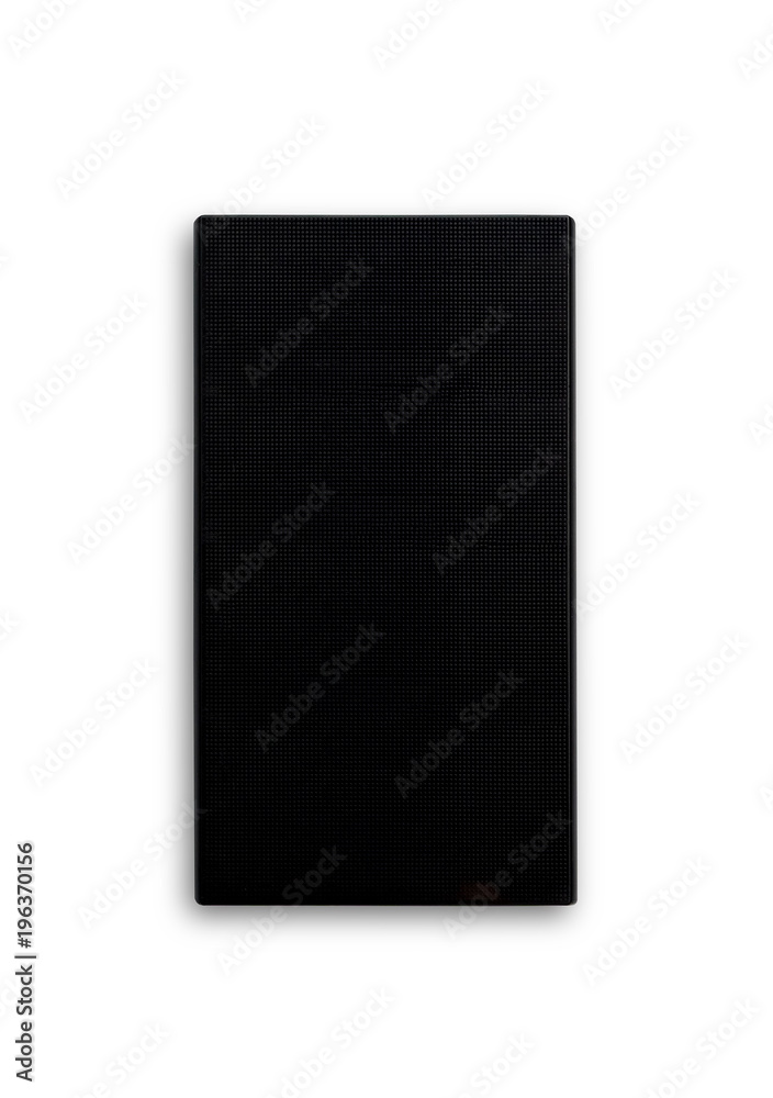 Black power bank isolated on a white background.