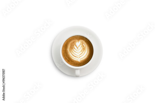 Latte coffee cup isolated on white background.