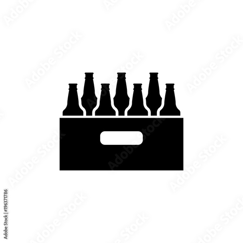 Pack of Beer Bottles. Flat Vector Icon. Simple black symbol on white background