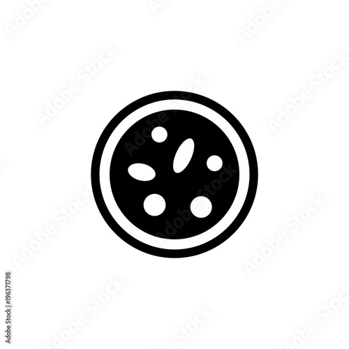 Bacteria under the Microscope. Flat Vector Icon. Simple black symbol on white background