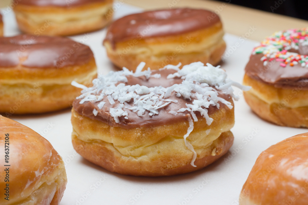 donuts on a cookie sheet
