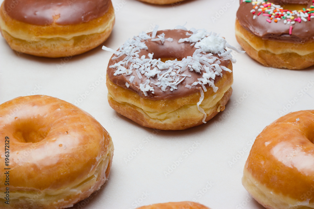 donuts on a cookie sheet