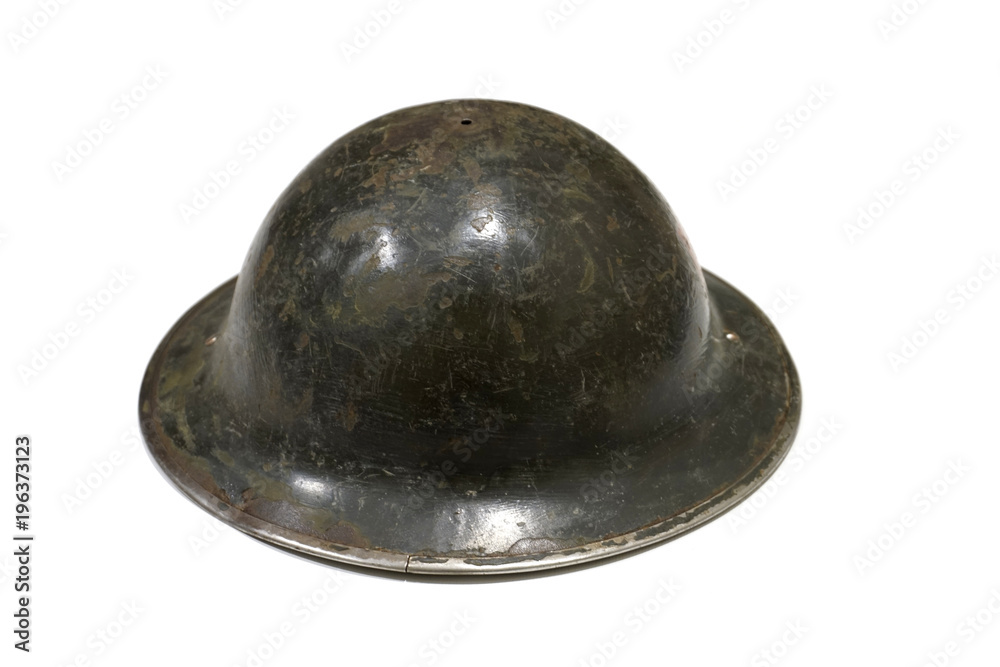Obraz premium Genuine World War One helmet isolated on a white background side view