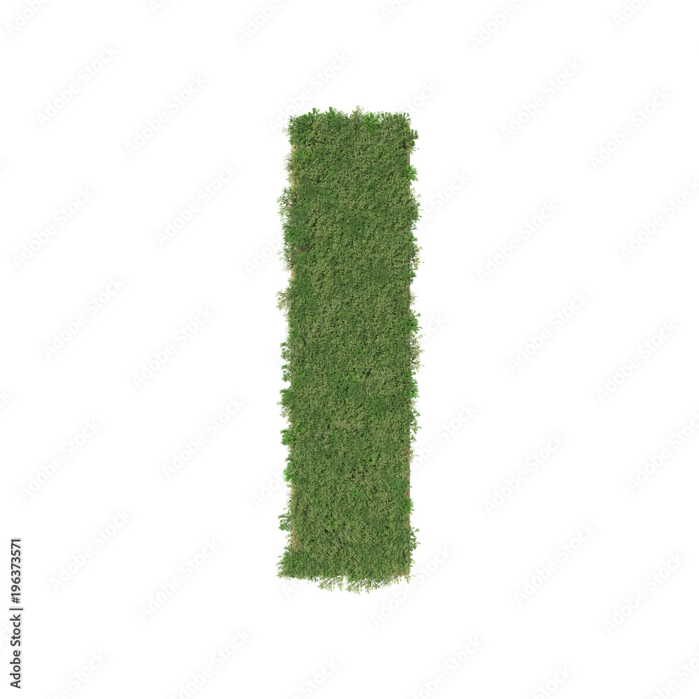 Alphabet I made of green tree on white background. 3D illustration Alphabet I made of green tree on white background. 3D illustration