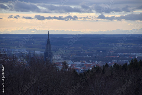 view over ulm with the highest steeple of the minster of ulm 