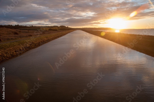 Sonnenuntergang am Frederik VIIs Kanal bei Lögstör Dänemark